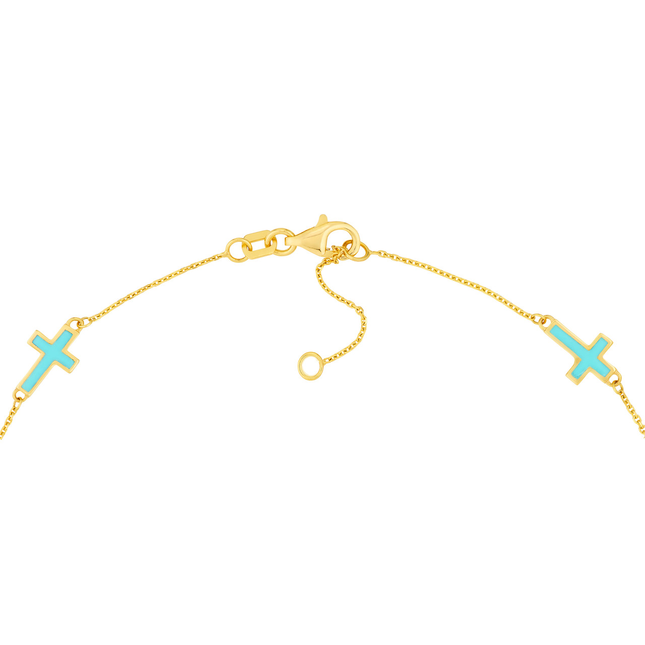 Light Turquoise Enamel Crosses Station Bracelet