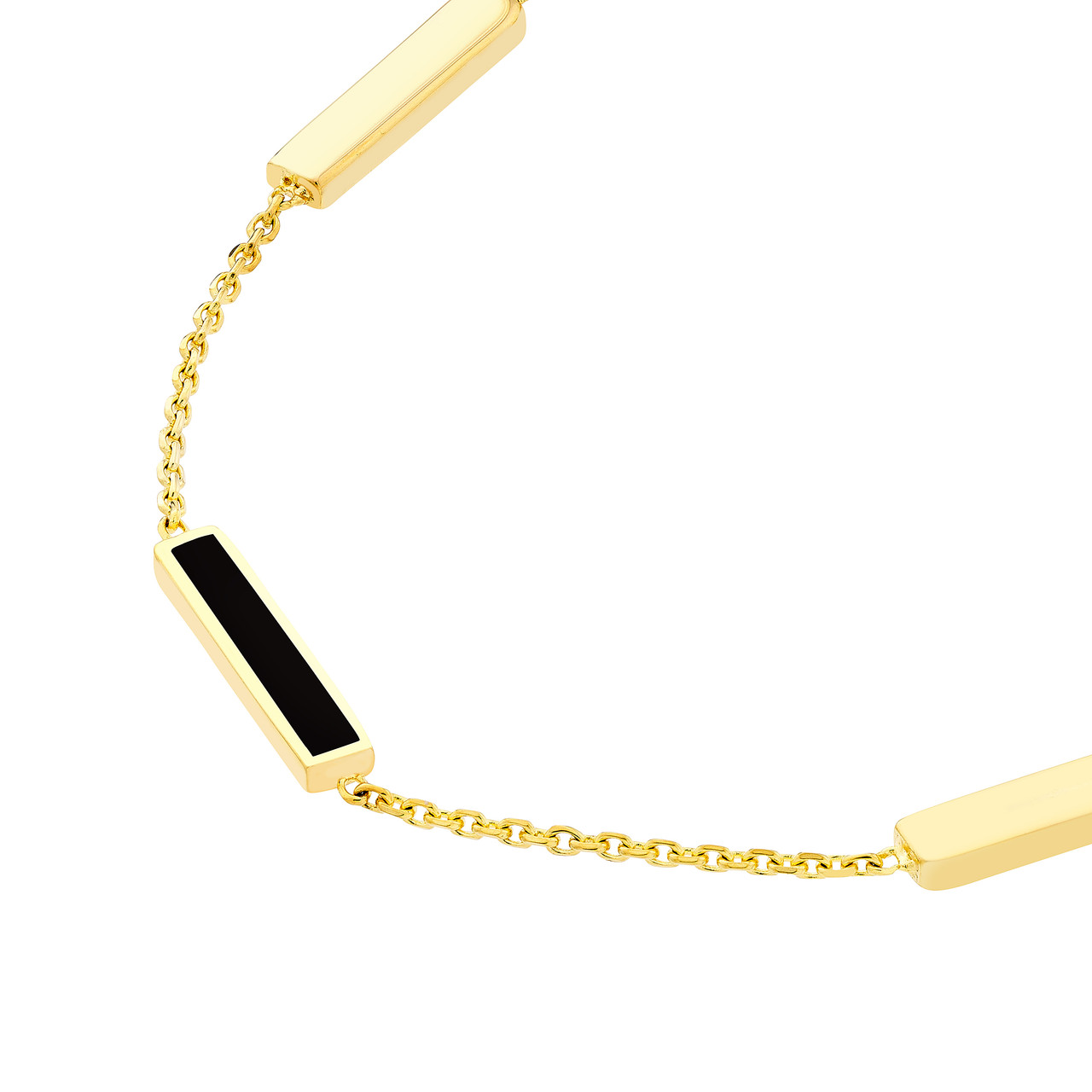  Black Enamel Alternating Bar Bracelet