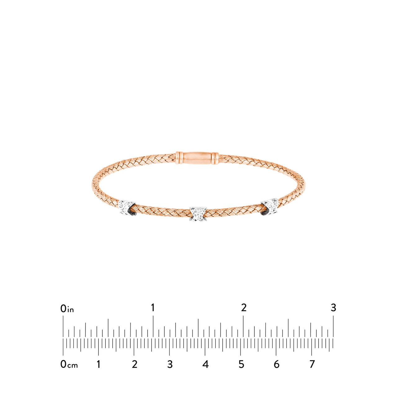 Cross-Cross Diamond Rose/White Mesh Bangle