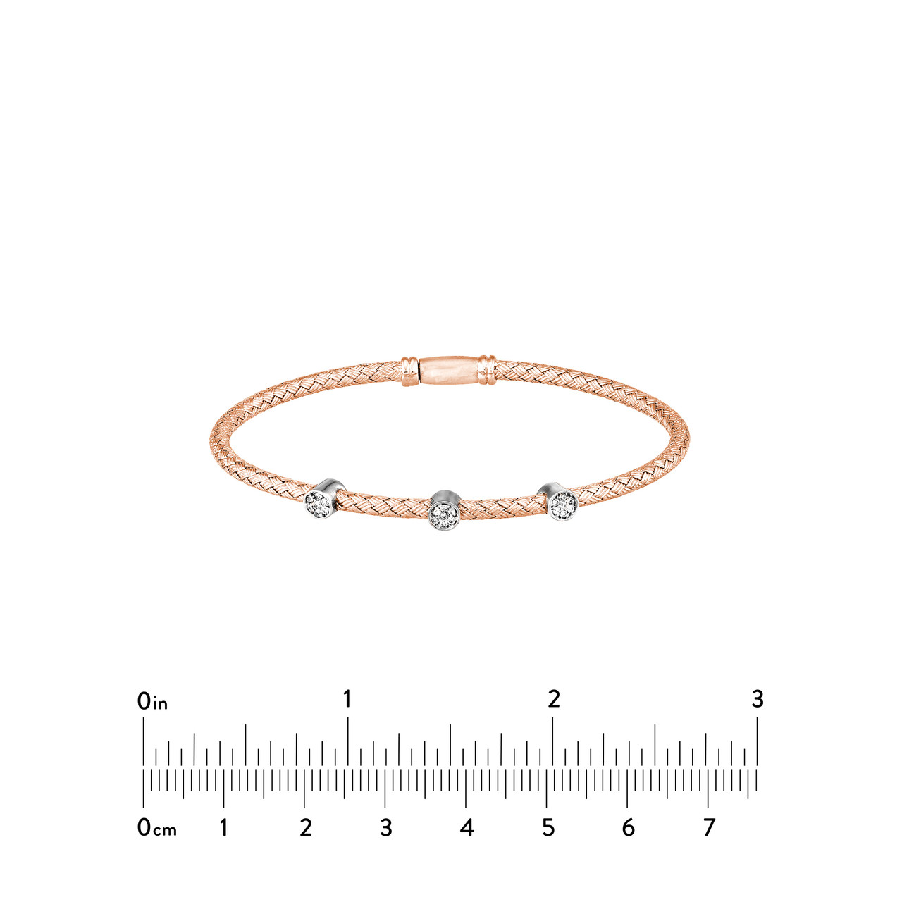 1/10tcw Diamond Trio Stat Rose Mesh Bangle