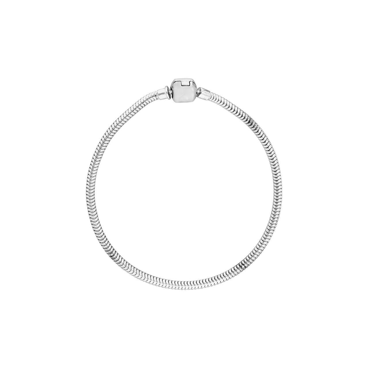 Sterling Silver 3mm Snake Chain Bracelet with Snap Clasp