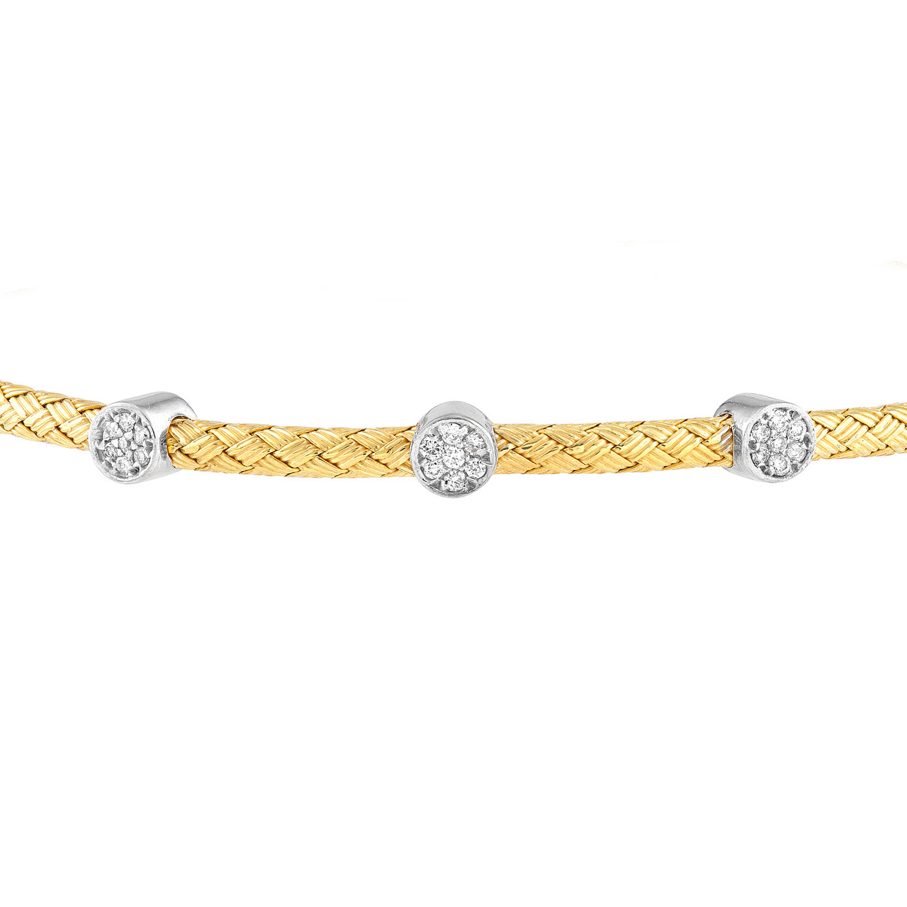 1/10tcw Diamond Trio Stat Yellow Mesh Bangle