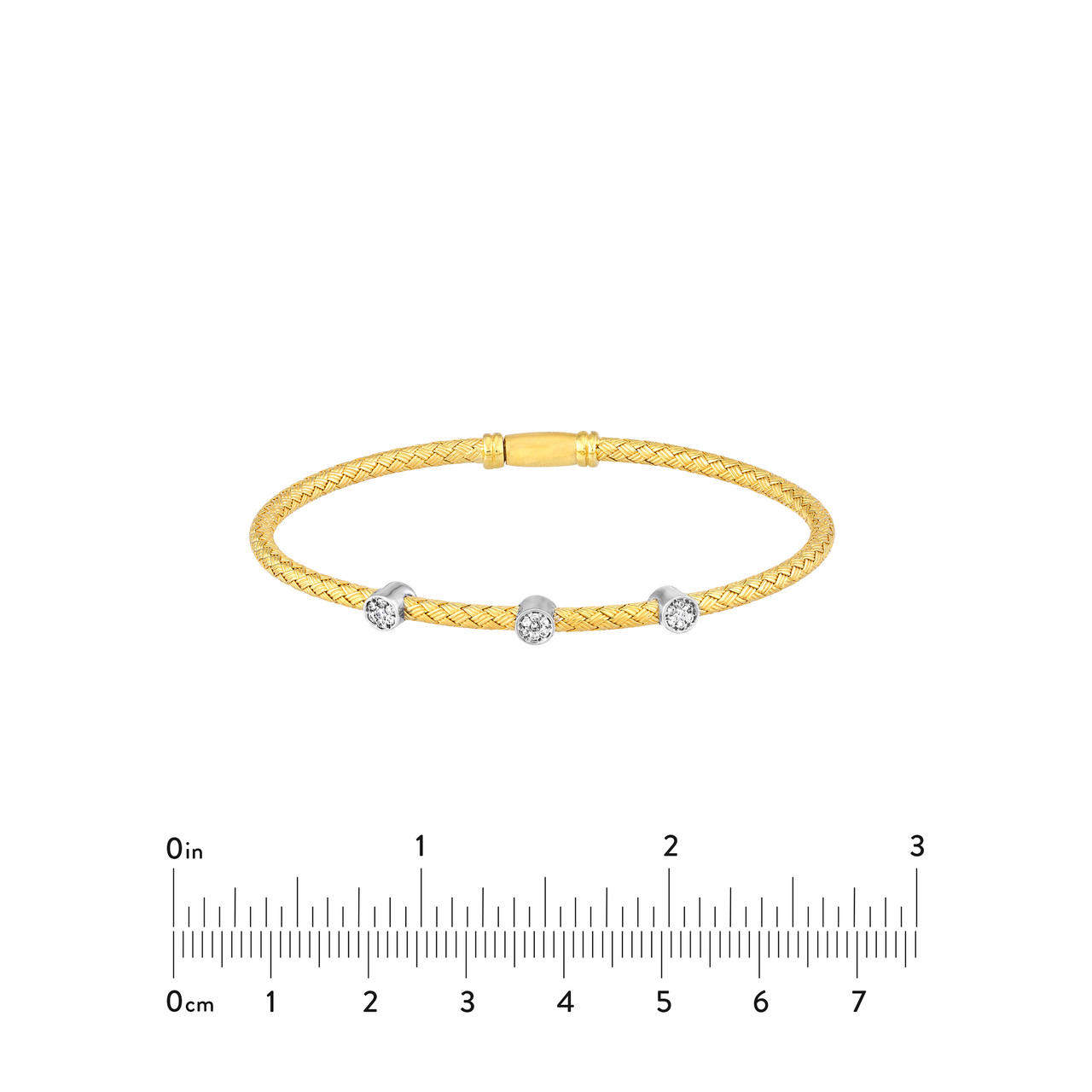 1/10tcw Diamond Trio Stat Yellow Mesh Bangle