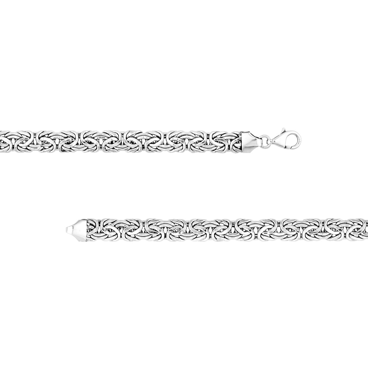 Sterling Silver 7mm Flat Byzantine Bracelet