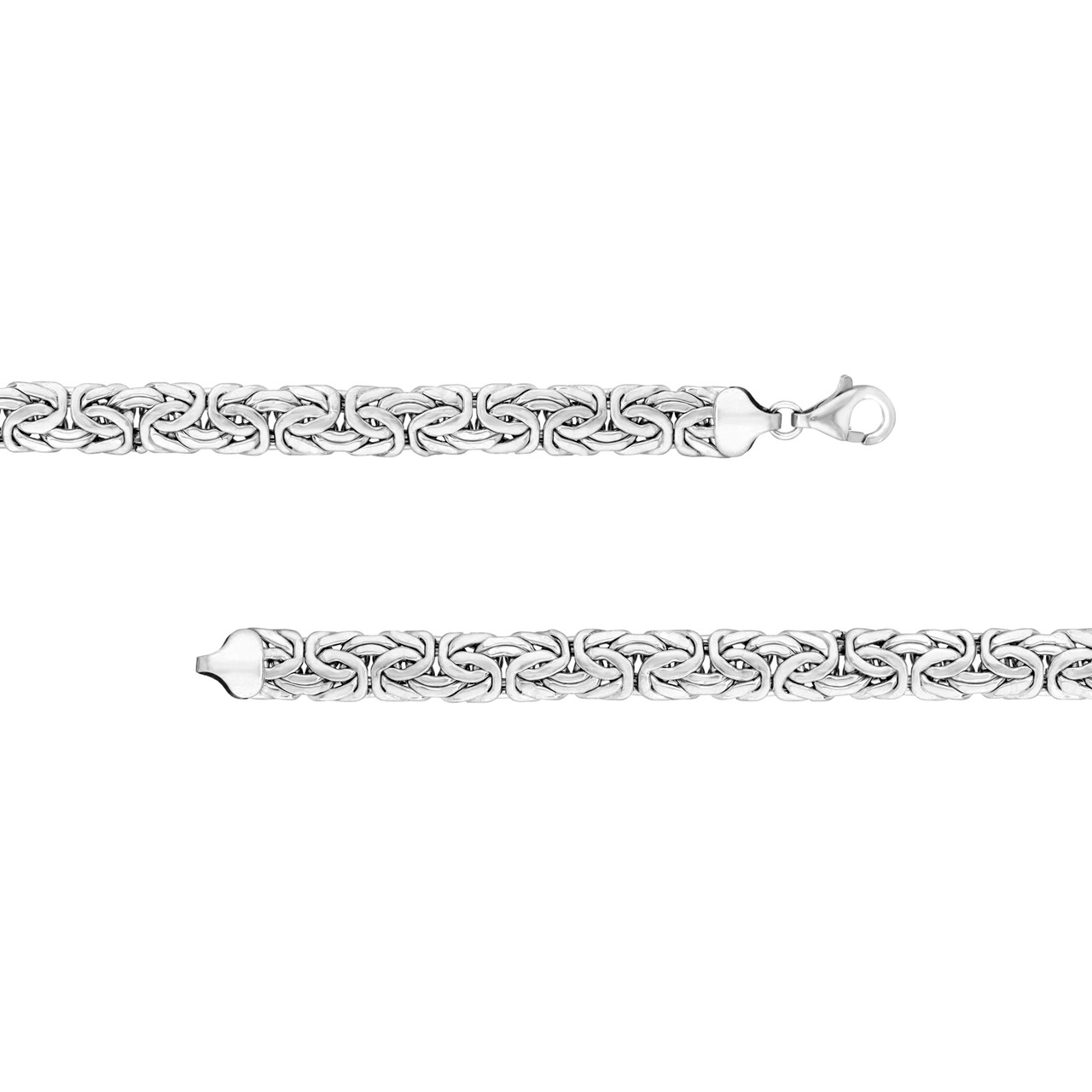 Sterling Silver 7mm Flat Byzantine Bracelet