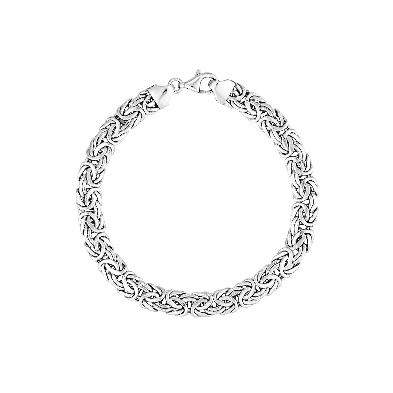 Sterling Silver 7mm Flat Byzantine Bracelet