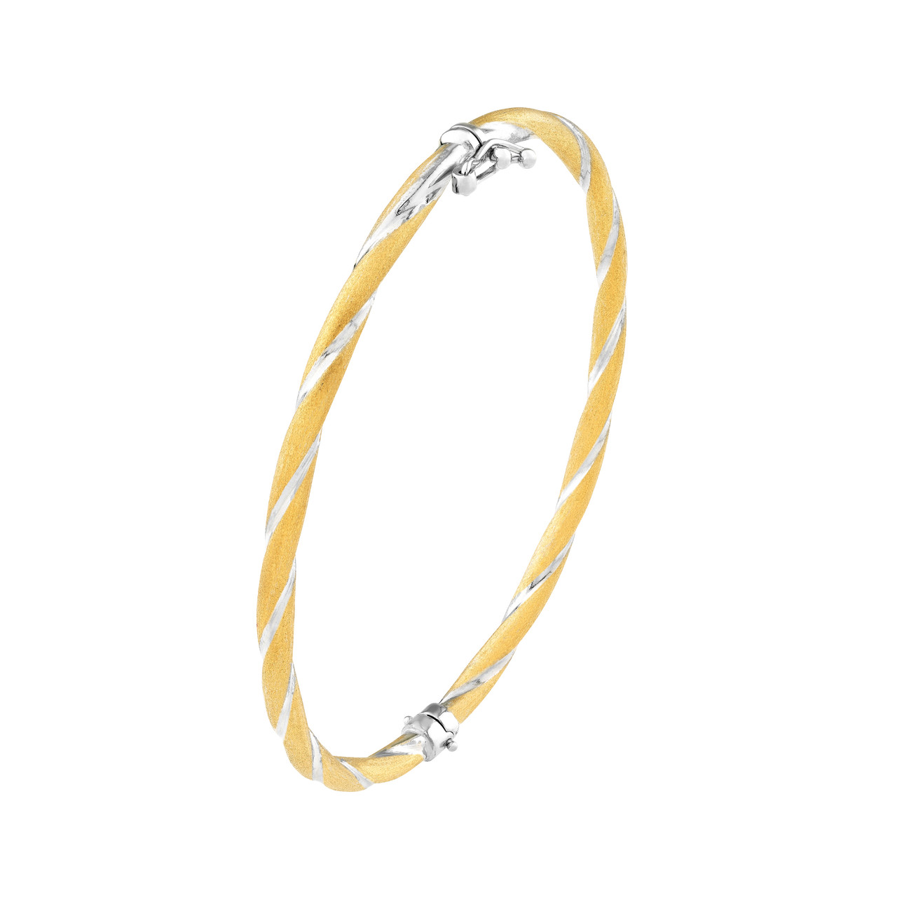 Two-Tone Twisted Brushed Hinged Bangle