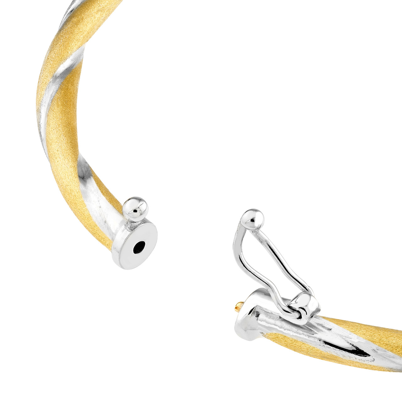 Two-Tone Twisted Brushed Hinged Bangle