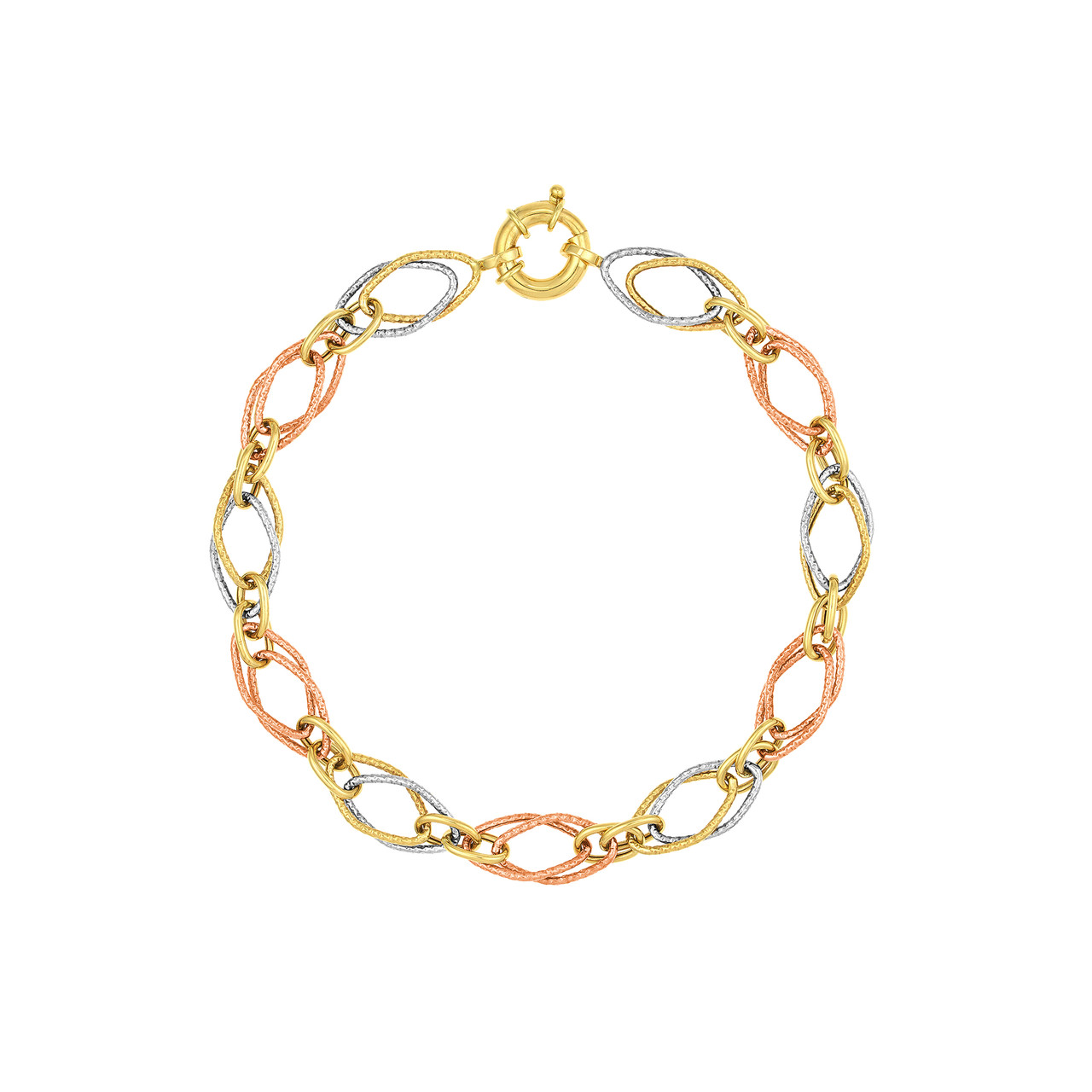 Tri-Colored Fancy Double Link Bracelet