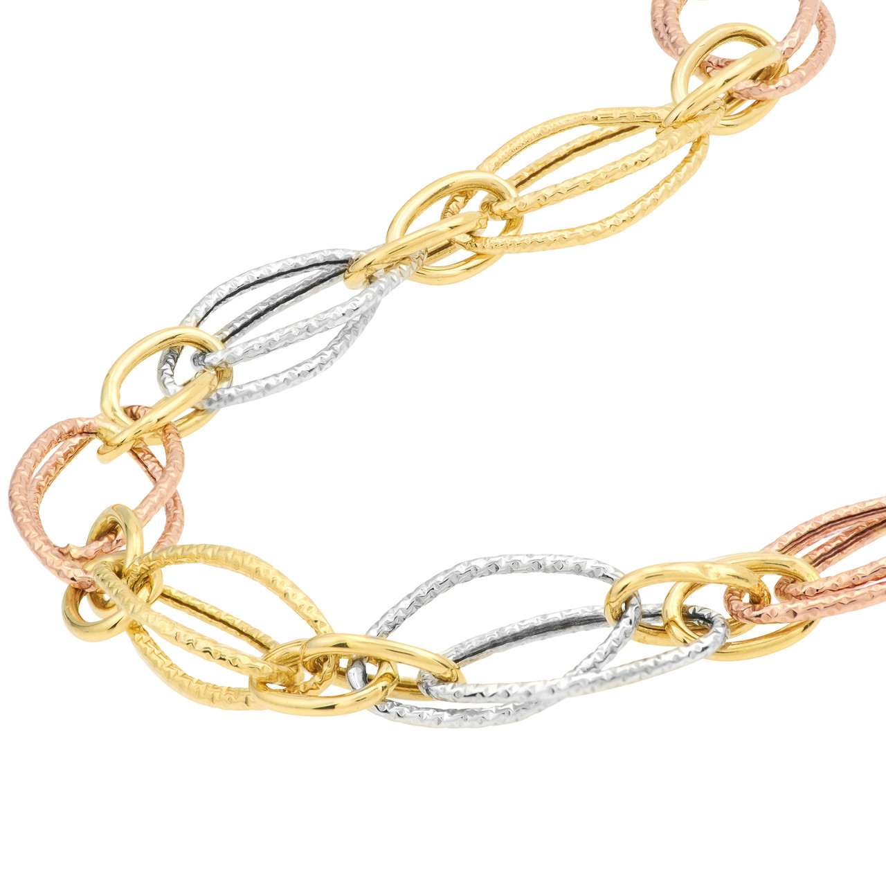 Tri-Colored Fancy Double Link Bracelet