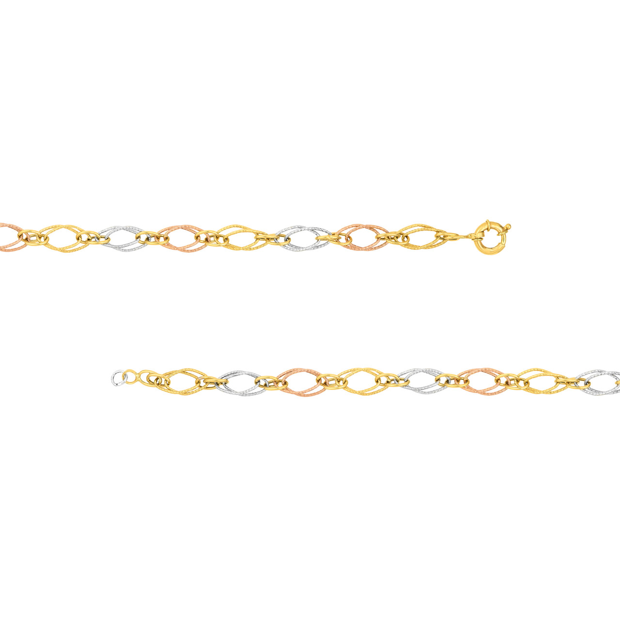 Tri-Colored Fancy Double Link Bracelet