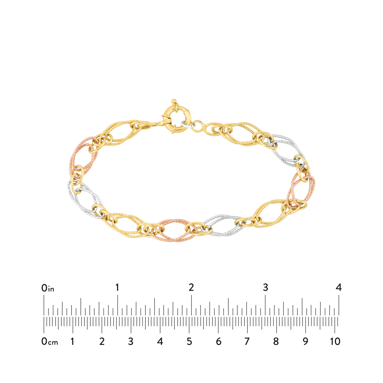 Tri-Colored Fancy Double Link Bracelet