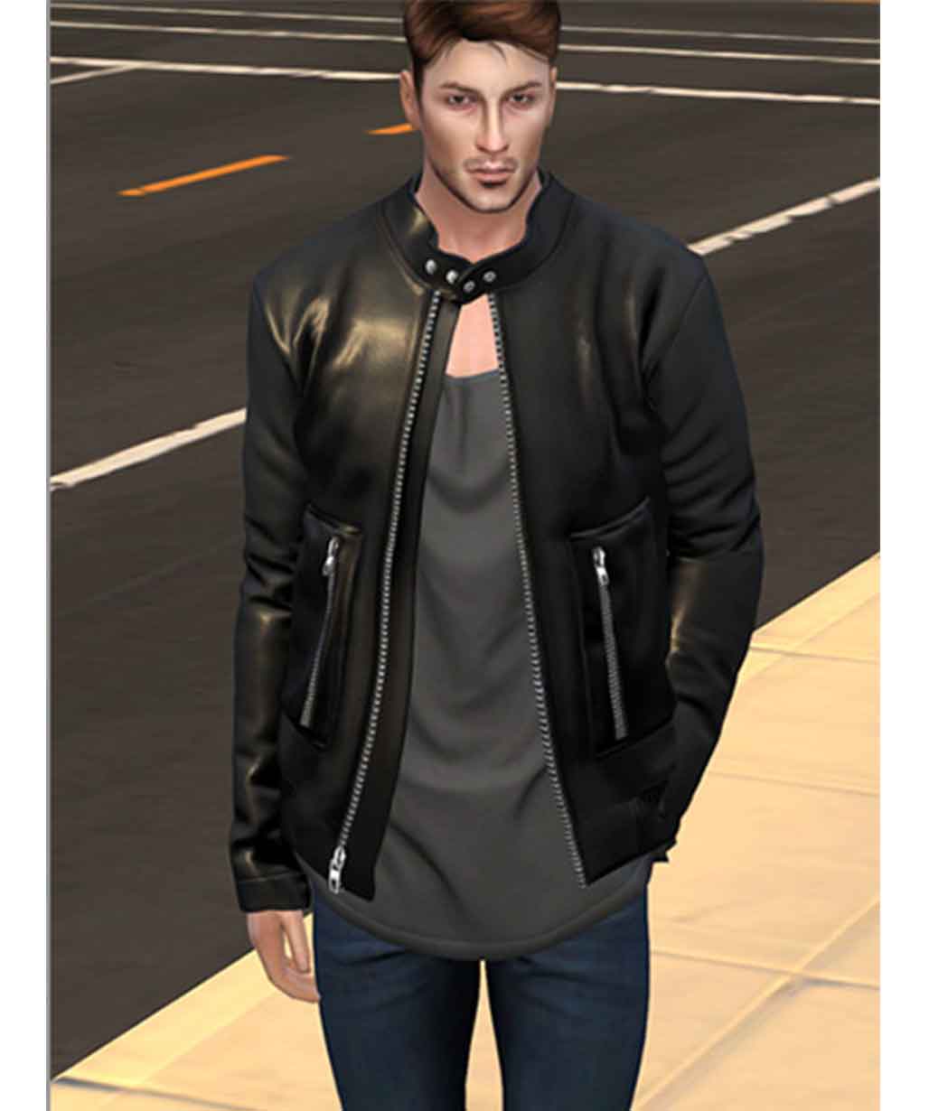 Mens Black Sims 4 Leather Jacket - USA Leather Factory