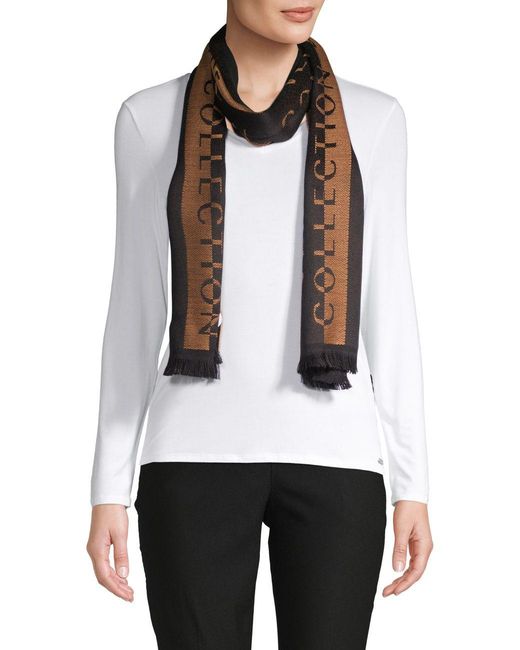 Versace Fringed Logo Scarf