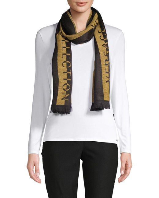 Versace Fringed Logo Scarf