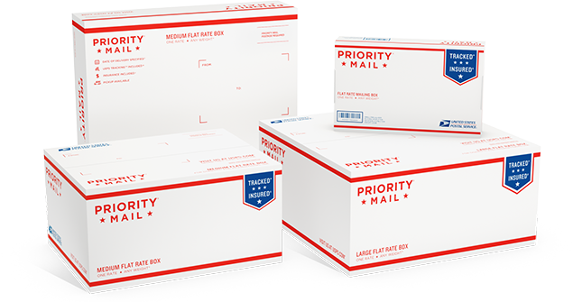 Image of Priority Mail International supplies.