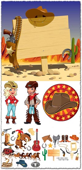 Wild west cowboy cartoons vector