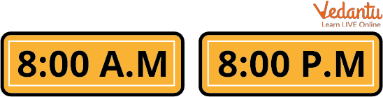 Two Analog Clocks with Time 8 am and 8 pm