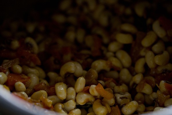 black eyed beans mixed with onion-tomato masala