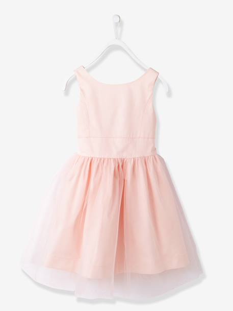 Robe de cérémonie fille en satin et tulle blanc+bleu ciel+Rose poudré 13 - vertbaudet enfant 