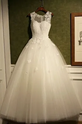 illusion sweetheart floral lace tulle wedding ball gown