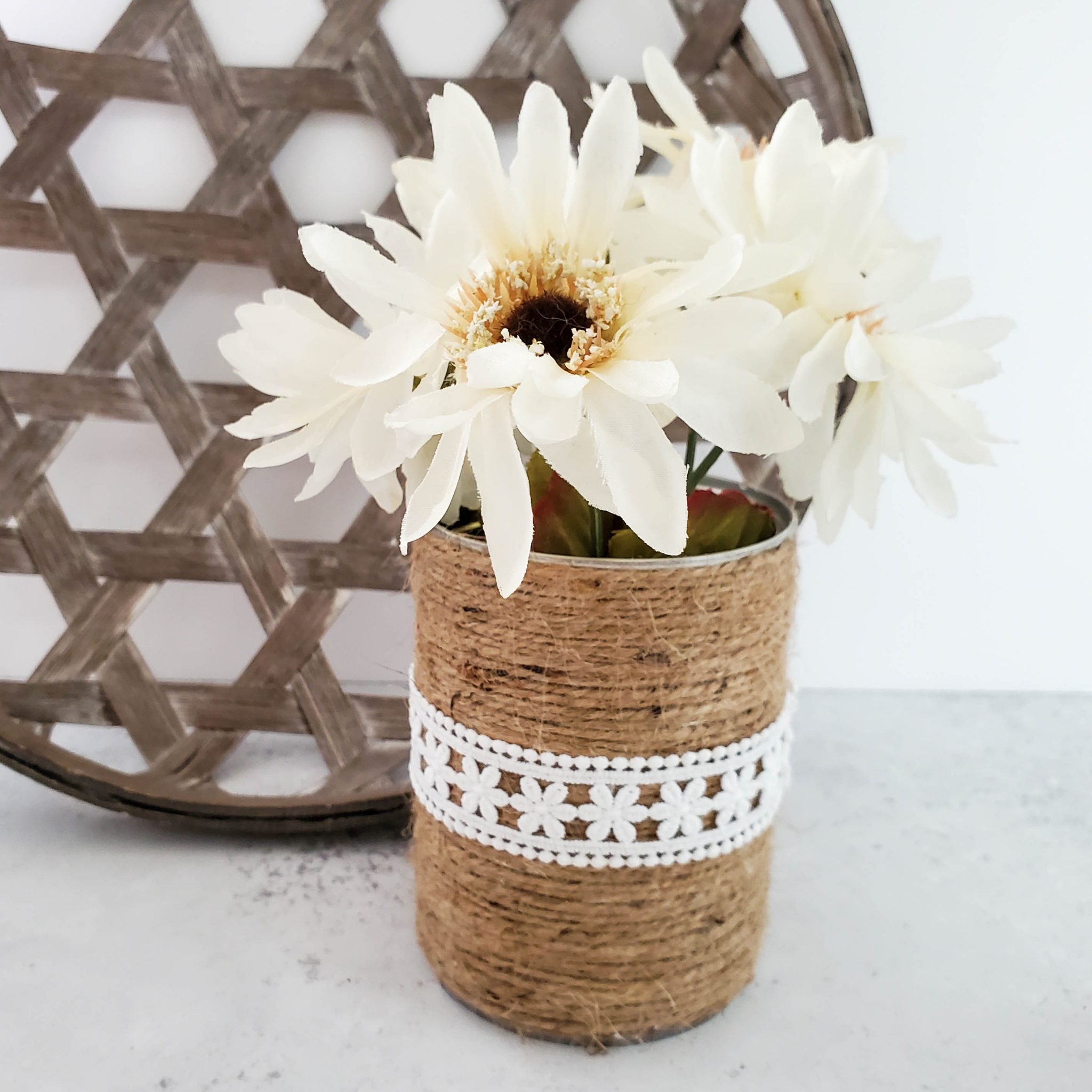 Twine and Lace Upcycled Cans Craft