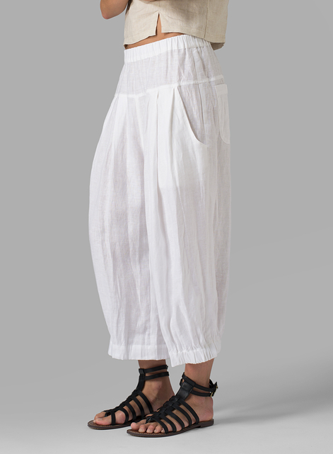 Linen Crumple Effect Harem Pants