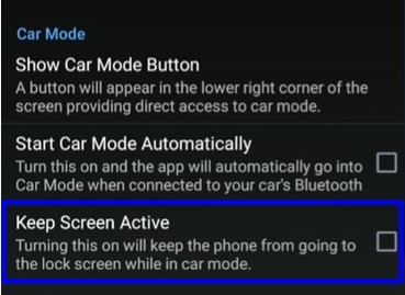 keep screen ative in Settings