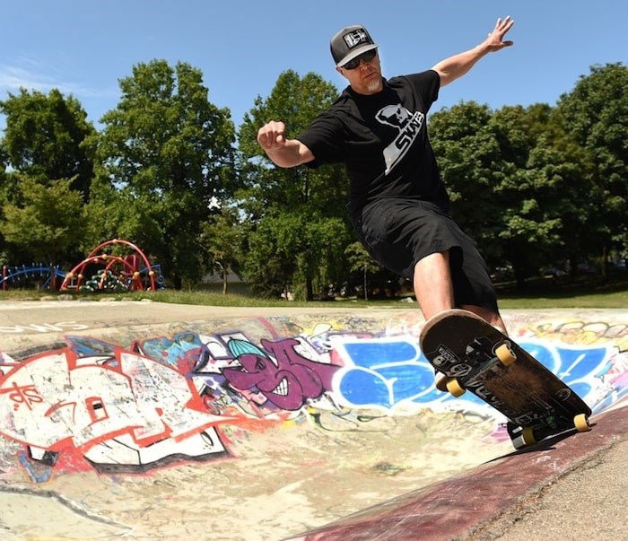  Peter Docommun, aka P.D., gets after it at the China Creek skatepark. Photo by Dan Toulgoet/Vancouver Courier