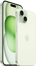 6,7" iPhone 15 Plus und 6,1" iPhone 15 nebeneinander zum Gr��envergleich.