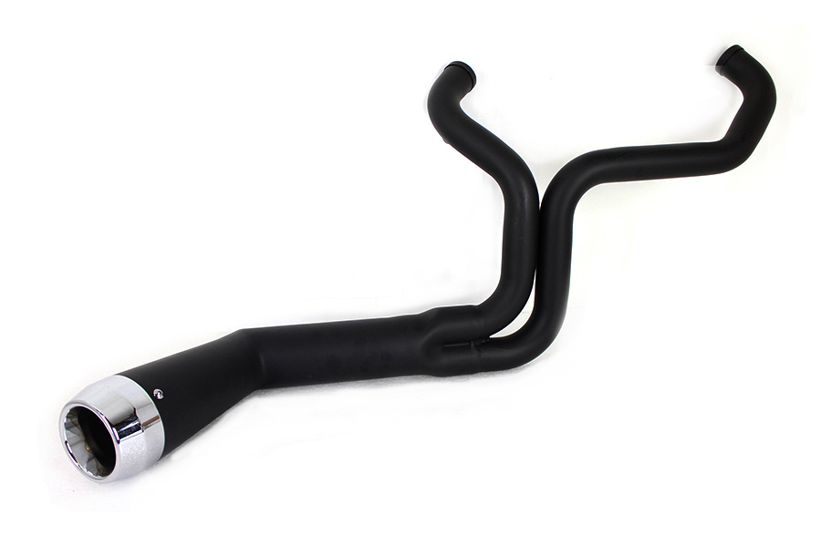 FLT Offset Megaphone 2:1 1-3/4"  Exhaust Black with Chrome  Tip