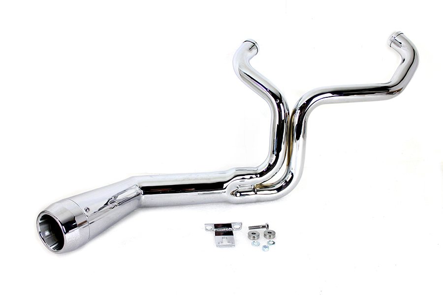 FLT Offset Megaphone 2:1 1-3/4" Exhaust Chrome with Chrome  Tip