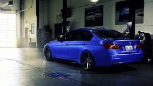 BMW 335i F30 blue car rear view wallpaper thumb