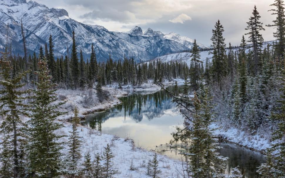 Canadian Rockies, Jasper National Park, Alberta, Canada, winter, river, trees wallpaper,Canadian HD wallpaper,Rockies HD wallpaper,Jasper HD wallpaper,National HD wallpaper,Park HD wallpaper,Alberta HD wallpaper,Canada HD wallpaper,Winter HD wallpaper,River HD wallpaper,Trees HD wallpaper,1920x1200 wallpaper