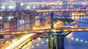 Nyc Bridges In Lights Hdr wallpaper thumb