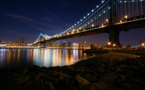 Bridge Buildings River Night Lights HD wallpaper thumb