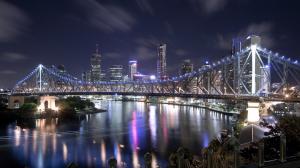 River Bridge House Night Lights Gallery wallpaper thumb