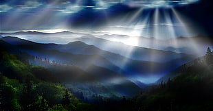 mountain with sun light illustration