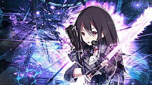 animated girl character holding gun and sword