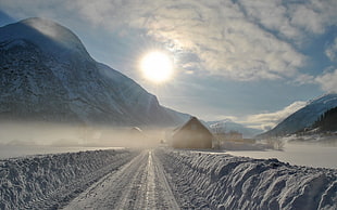 snow ground, winter, Sun, mountains, snow