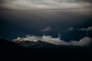 white clouds, mountains, clouds, nature, landscape