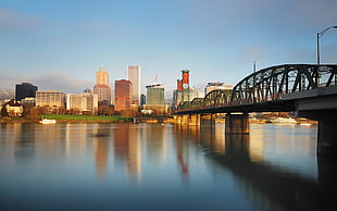 gray concrete bridge, Portland, USA HD wallpaper