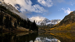 blue sky, nature, landscape, lake, mountains