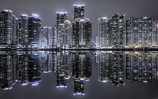 city skyline during night, landscape, South Korea, skyscraper, cityscape