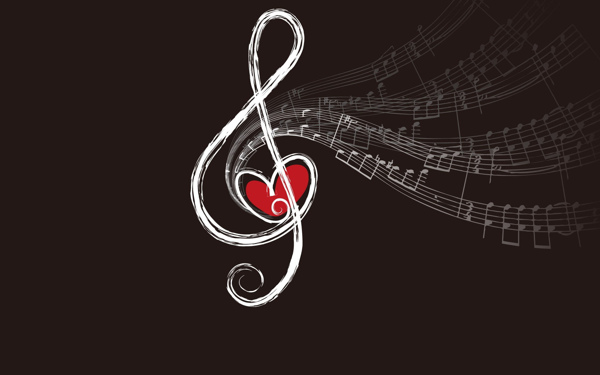 G-Clef sign, music, musical notes, heart, simple background