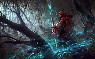 man holding staff illustration, Diablo, Diablo III, video games, fantasy art