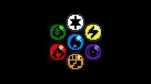 Pokemon badges logo, pixel art, pixels, Pokemon Go, Pokémon