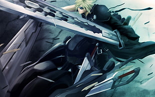 Cloud Strife Advent Children on Fenrir illustration