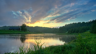 body of water photo during sunset