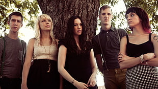 five person standing under green leaf tree during daytime